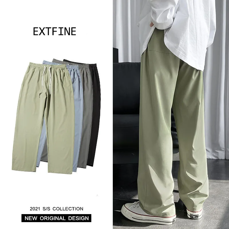 

ExtFine Summer Light Weight Pants Men 2021 Thin Elastic Straight Trouser Pants Men Korean Streetwear