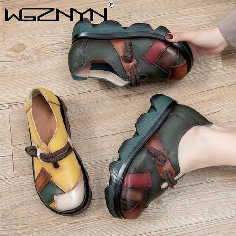 

Women Ladies Female Woman Mother Shoes Flats Genuine Leather Loafers Mixed Colorful Non Slip on Plus Size 36-40 Zapatos De Mujer