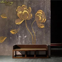 beibehang custom golden lotus golden 3d wallpaper walls background wall lotus photo mural wallpapers decorative wall painting