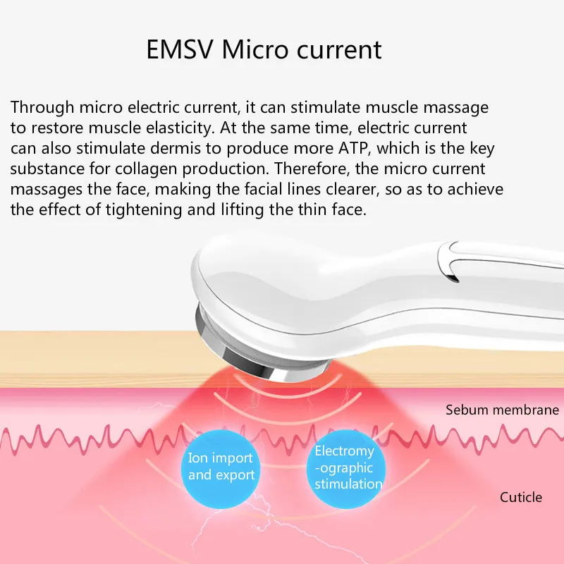 Ультразвуковой вибрационный массажер для лица микротоковое устройство массажа