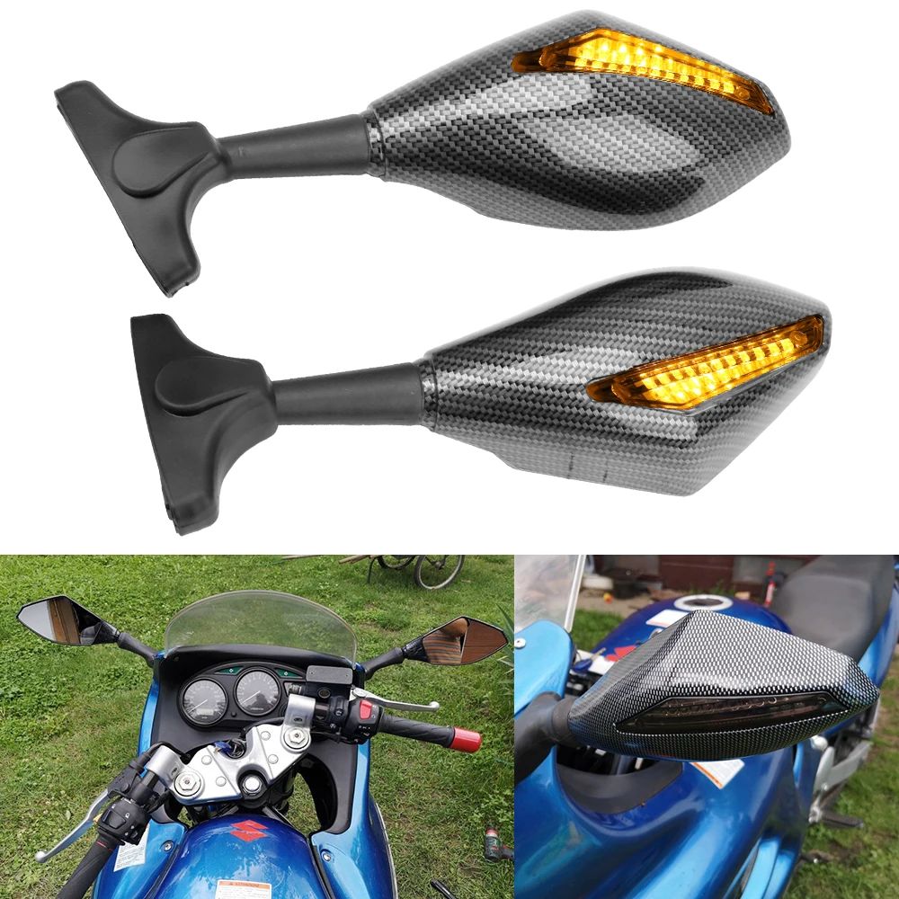 

Rearview Mirror Turn Indicators A Pair Universal Motorcycle LED Turn Signal Mirrors Integrated Side Mirrors