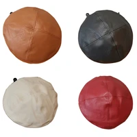 multi color retro artist painter hat french style pu leather beret fashion classic octagonal hat newsboy hat cabbie hat