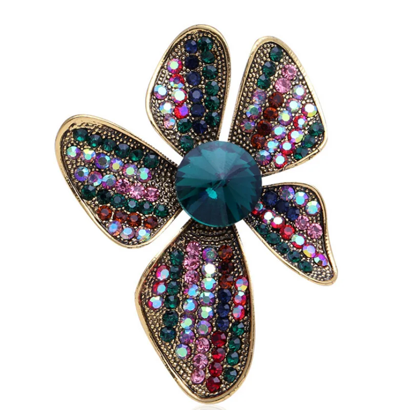 zlxgirl jewelry High quality crystal flower shape brooch for girlfriends couple scarf sweater hijab pins | Украшения и аксессуары