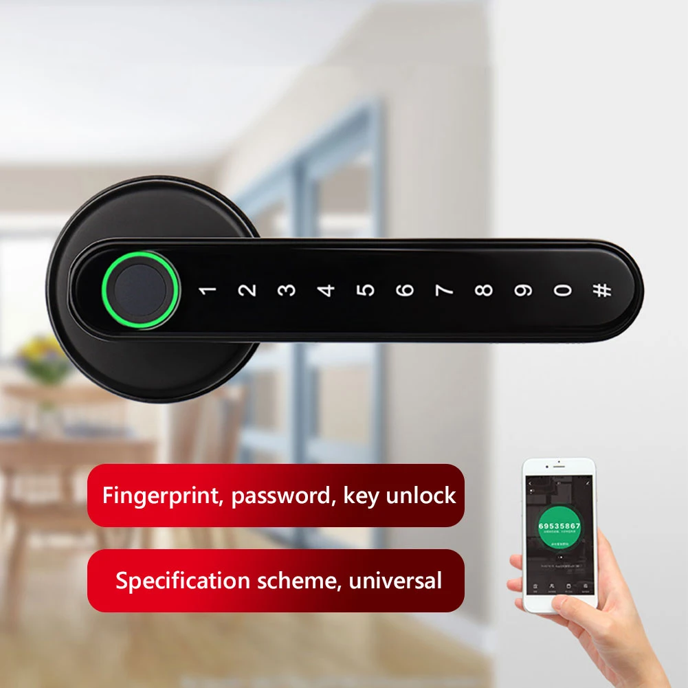 

New Fingerprint Door Lock Smart Tuya APP Remotely Bluetooth Password Handle Lock Biometric Unlock Keyless Entry for iOS Android