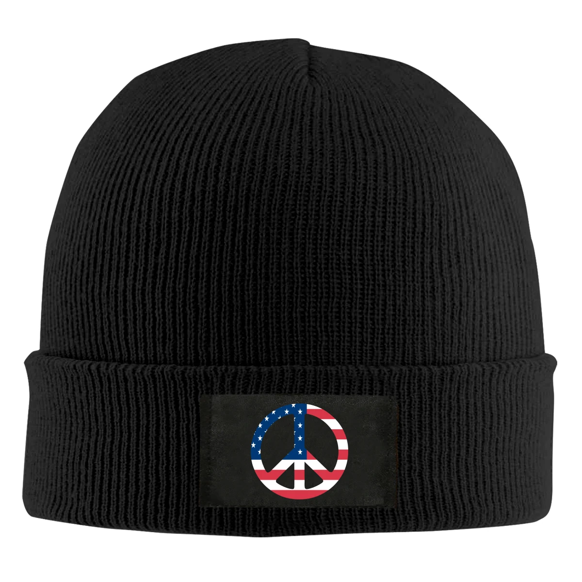 

American Flag Peace Sign Beanie Hats For Men Women With Designs Winter Slouchy Knit Skull Cap
