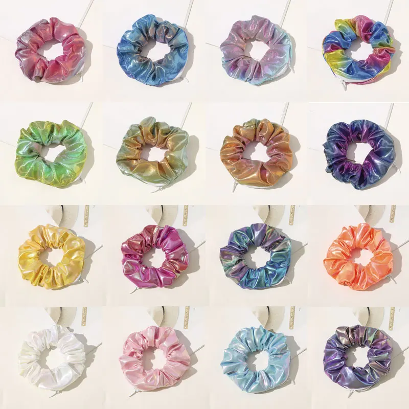 Резинки для волос на молнии эластичные резинки кольцо лазерная ткань аксессуары