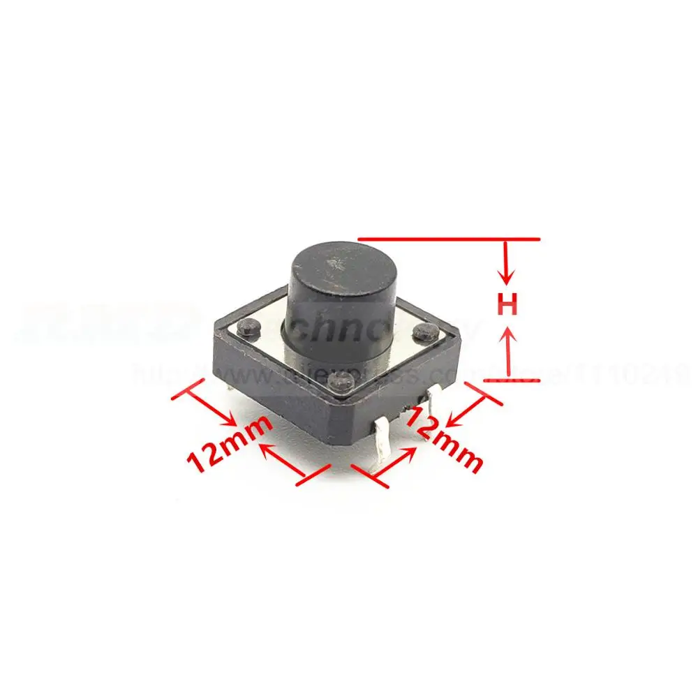 Тактильный кнопочный переключатель 50 шт./лот Мгновенный Такт 12x12x H = 4 3 5 6 7 8 10 12 16 мм