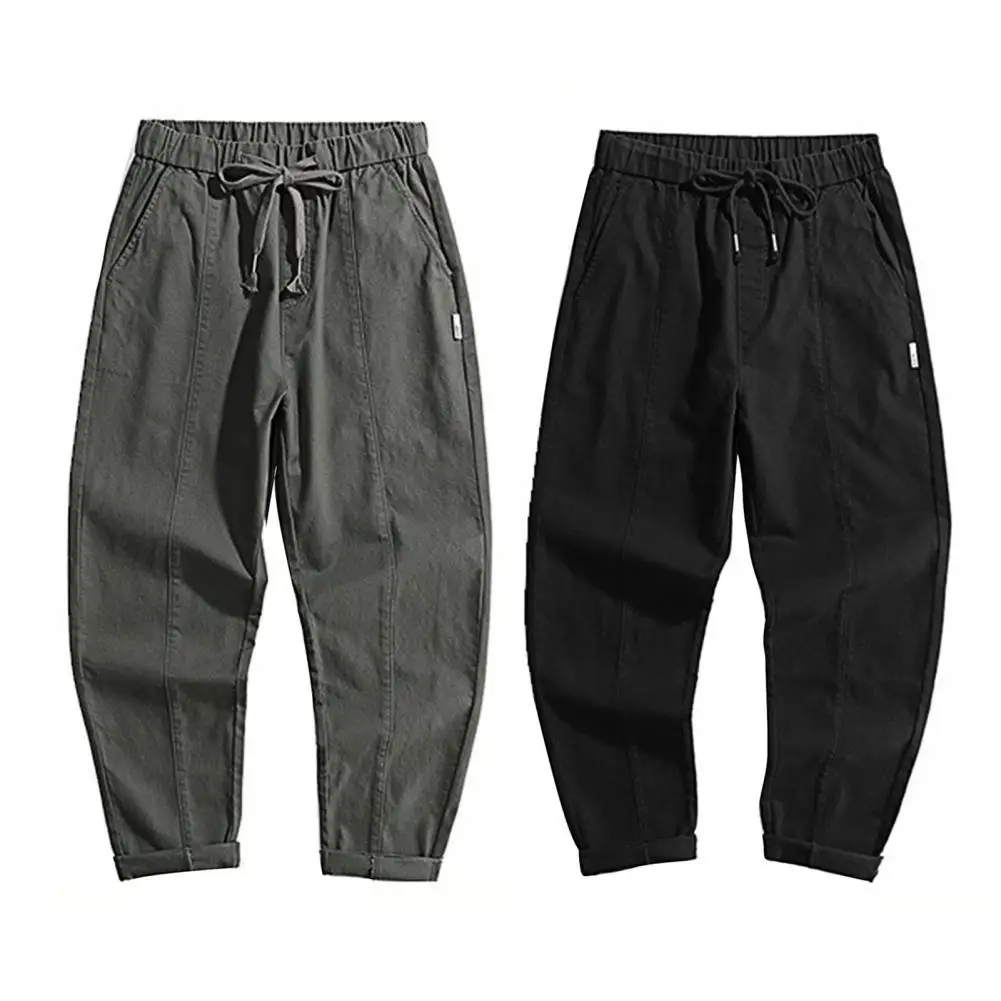 

Summer Autumn Men Cargo Pants Mid Rise Drawstring Male Full Length Loose Trousers Casual Streetwear Outdoor Sports Jogger Pants