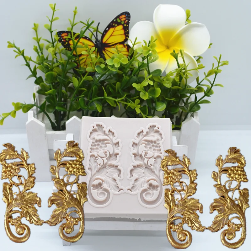 

Bloom Fruit leaf Lace Silicone mold Resin kitchen baking tools DIY cake chocolate mousse fondant mold dessert pastry decoration