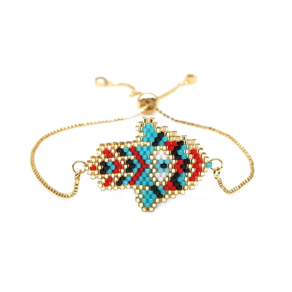 Shinus Miyuki Evil Eye Bracelets Fatima Hamsa Hand Bracelet Women Pulseras Mujer Jewelry Stainless Steel Chain Handmade