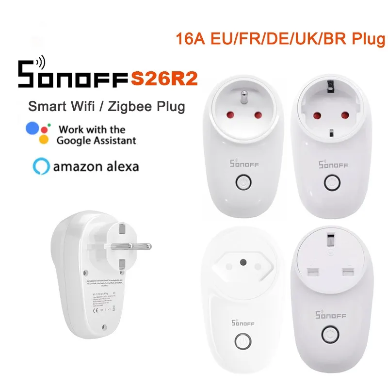 Умная розетка Sonoff S26 Zigbee/Wi-Fi с таймером для умного дома работает приложением Alexa
