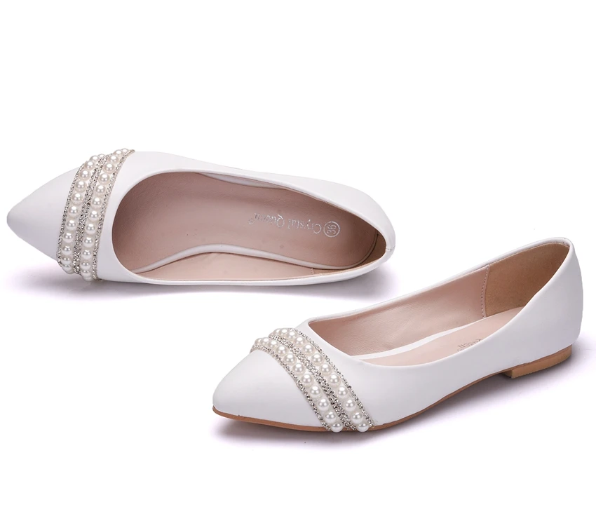 Женские туфли ручной работы свадебные на плоской подошве с кристаллами|dress shoes|shoes