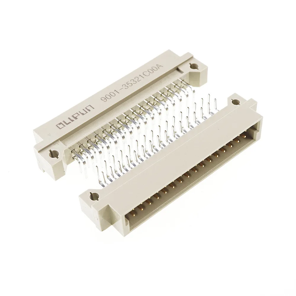 Разъем DIN 100 двухрядный 32 позиции штекер Штекер прямой угол сквозное отверстие