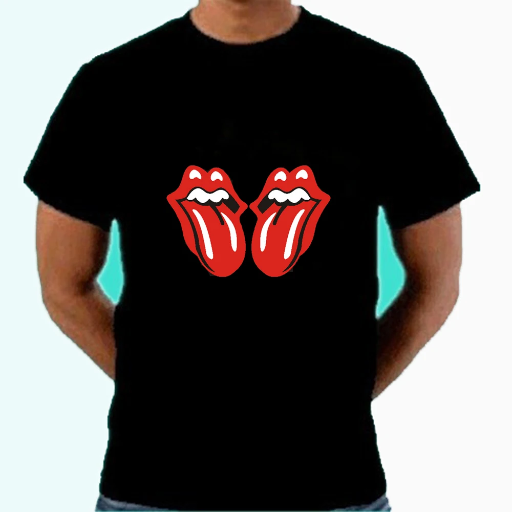 100% хлопковая футболка для вечеринки с подсветкой мигающая светодиодная