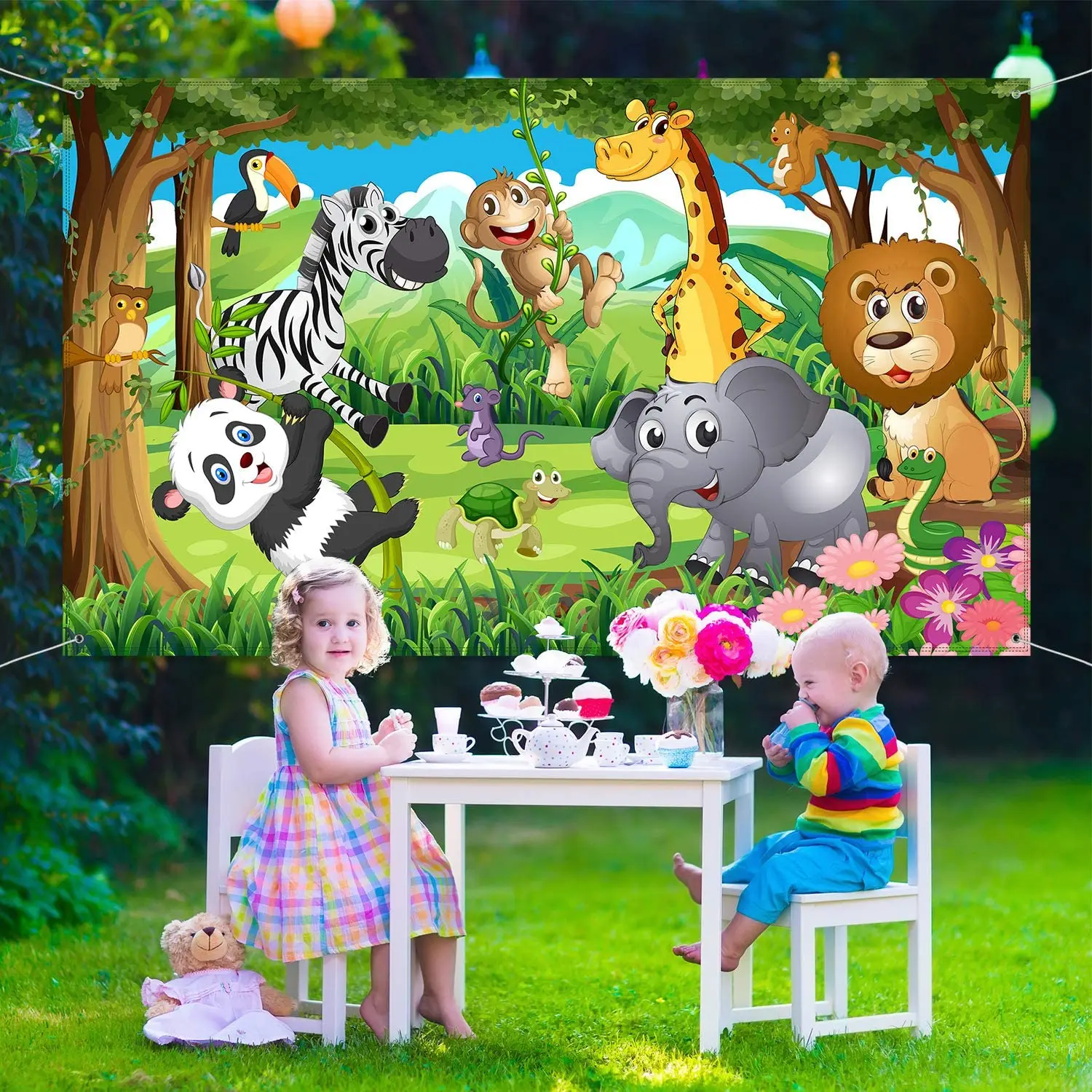 Сафари Животные украшения джунгли сафари фон баннер для джунглей искусственные