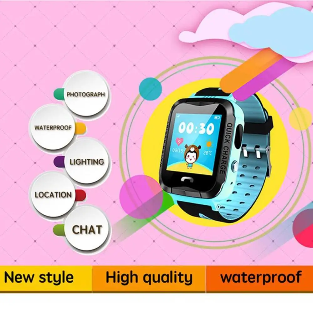 Y34 Daily Waterproof Anti Lost Child GPS Tracker SOS Positioning Tracking Kids Smart Watch Phone Baby Safe Christmas Gifts | Электроника