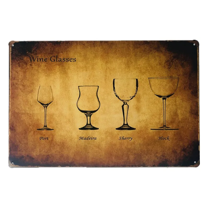 

Wine Glass Plaque Vintage Metal Tin Signs Home Bar Pub Garage Gas Station Decor Plates Man Cave Wall Plaque