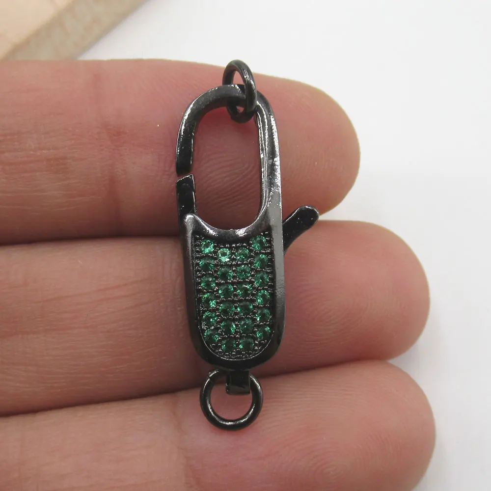 

APDGG 10x30mm Colorful Gold plated Cubic Zircon CZ Micro Pave Lobster Clasp Pendant necklace Bracelet Jewelry Making DIY