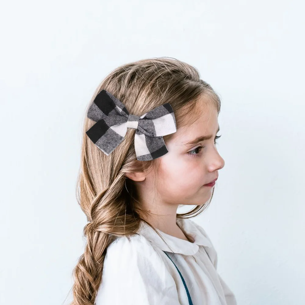

Oaoleer 4 Inch New Girls Cute Plaid Hairpins Bow Hair Clips Barrettes Hairpins Grips Girls Children Cute Sweet Hair Accessories