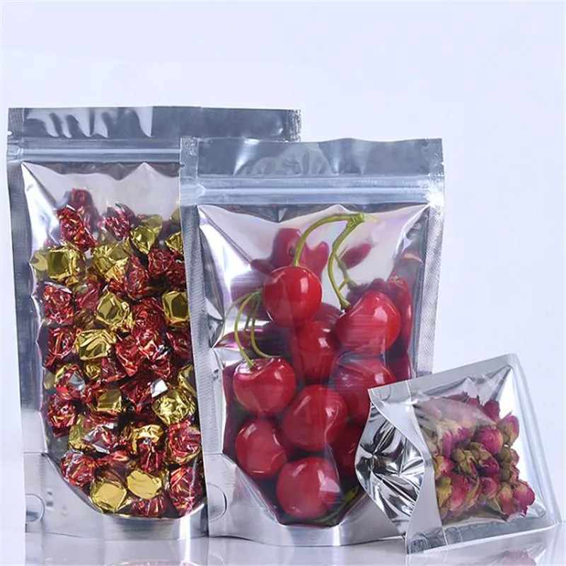 100 шт./лот пластиковые пакеты с замком молнией Reclosable алюминиевая фольга