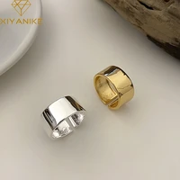 xiyanike silver color minimalist style ring for women ins fashion geometric circle width party jewelry handmade couple