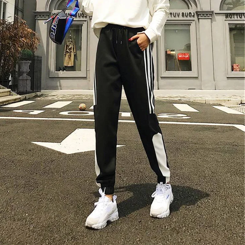 

Baggy Sweatpants Women Plus Size Striped Hip Hop Pants Drawstring Harem Pants Women High Wasit Loose Joggers Mujer Pantalones