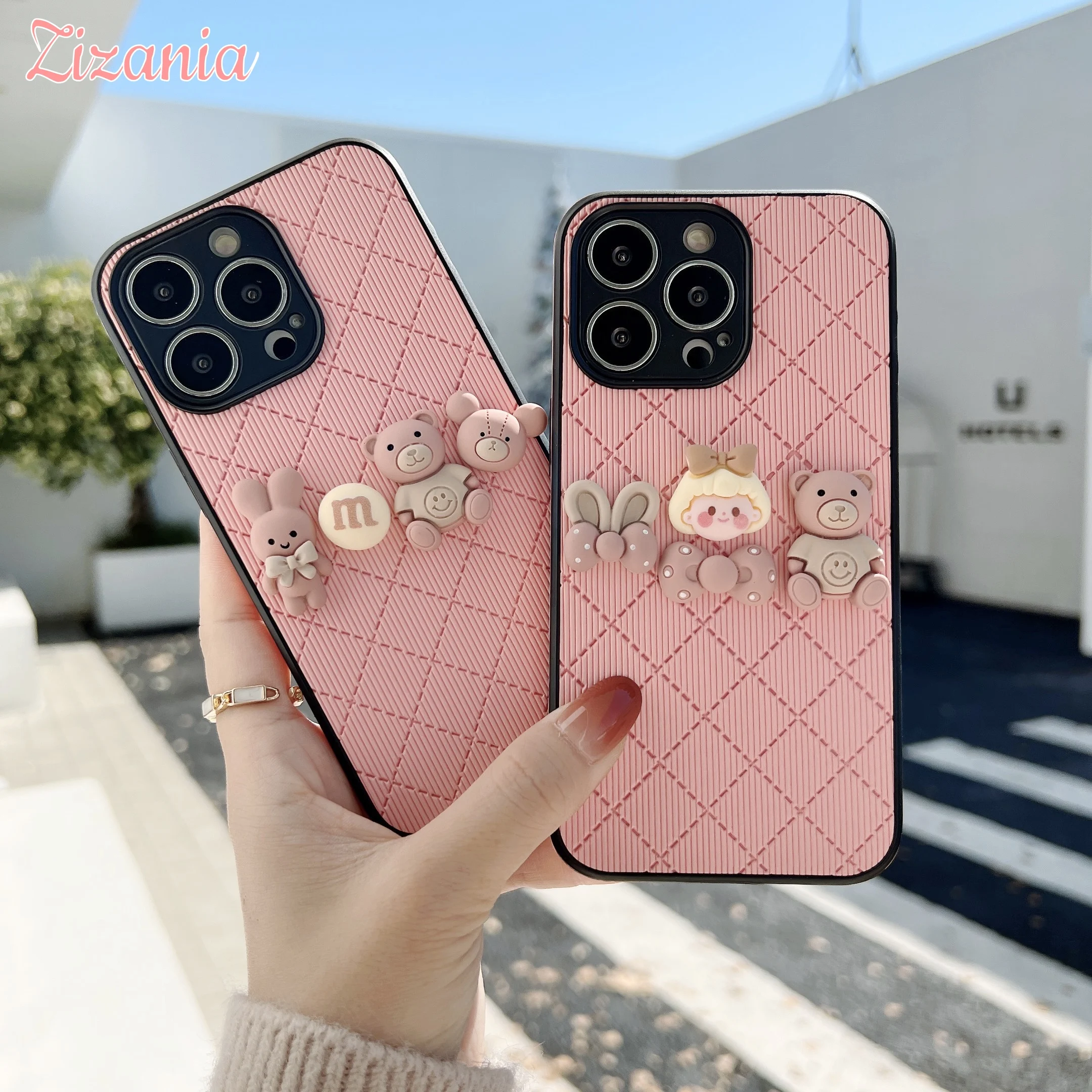 

Fashion Cute 3D Little bear Doll Phone Case For iPhone 13 12 11 Pro XS Max X XR 7 8 Plus shockproof Cover Girl Gift Hot Sale New