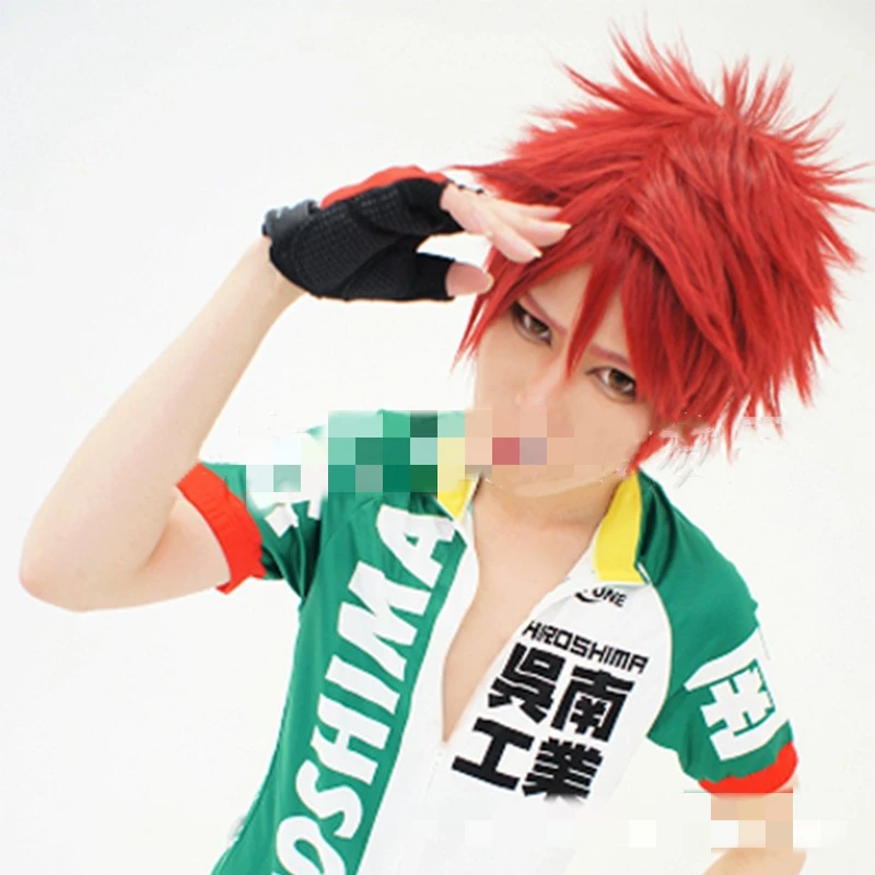 Унисекс Мужские и женские аниме Yowamushi Pedal Eikichi Machimiya красный короткий костюм для