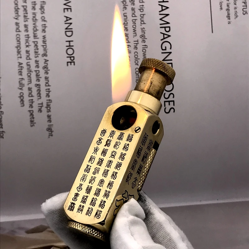 

Made in China Hand Carved collection Vintage Brass Flamidor wind trench kerosene lighter men's gift (handmade for 4-7 days)
