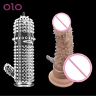 Секс-игрушки OLO для мужчин с задержкой эякуляции, многоразовые презервативы для стимуляции точки G, Хрустальный пенис с временной задержкой
