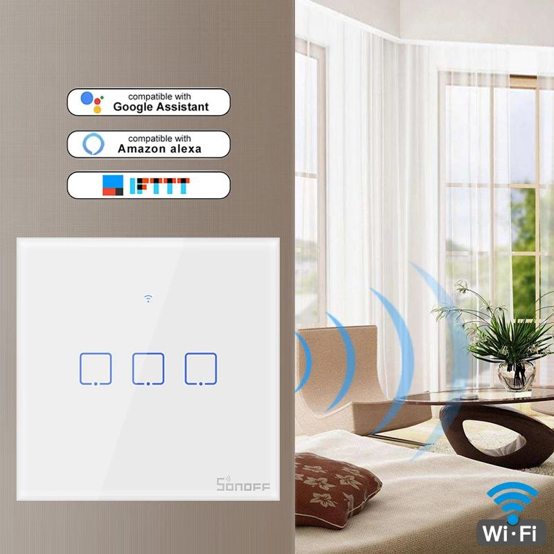 

SONOFF T1 WiFi EWeLink Smart Switches 1 2 3gangs Divided Into Smart Home EU UK Works With EWelink Alexa Google Assistant