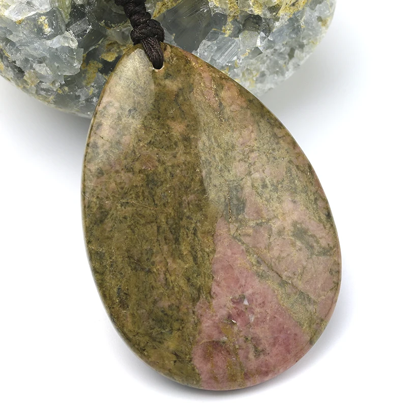 Natural 8mm Black Line Rhodochrosite Stone Beads Necklace Women Energy Pendent Necklaces Jewelry Handmade Knotted Accessories | Украшения и