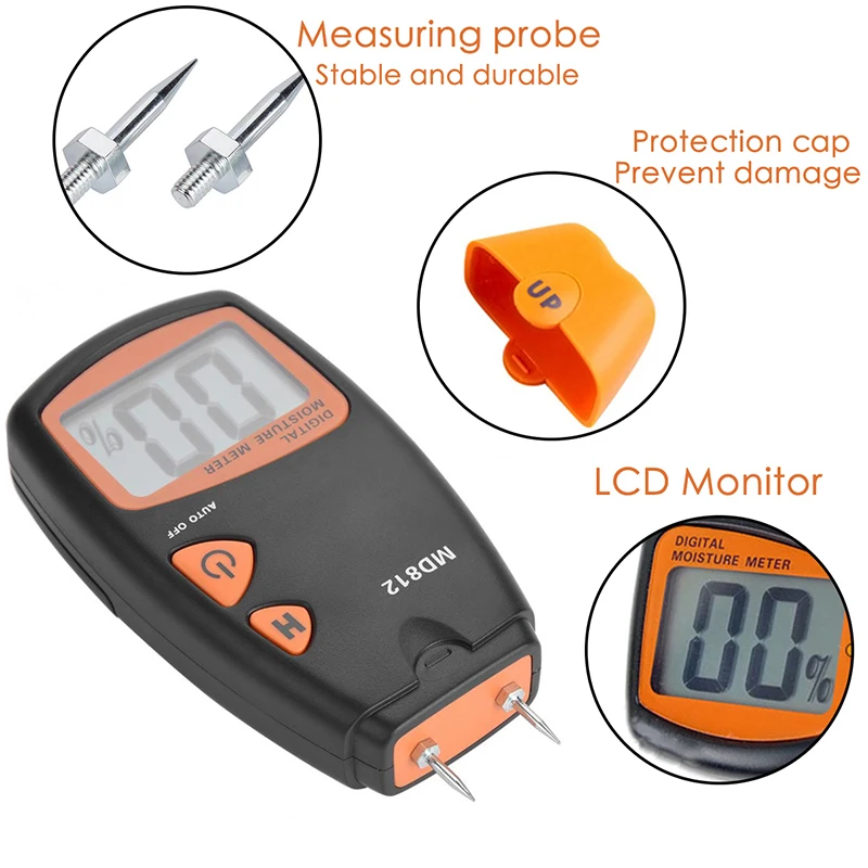 

Digital LCD Display Wood Moisture Meter Humidity Tester 0.5 percent Accuracy Hygrometer Timber Damp Detector Tester