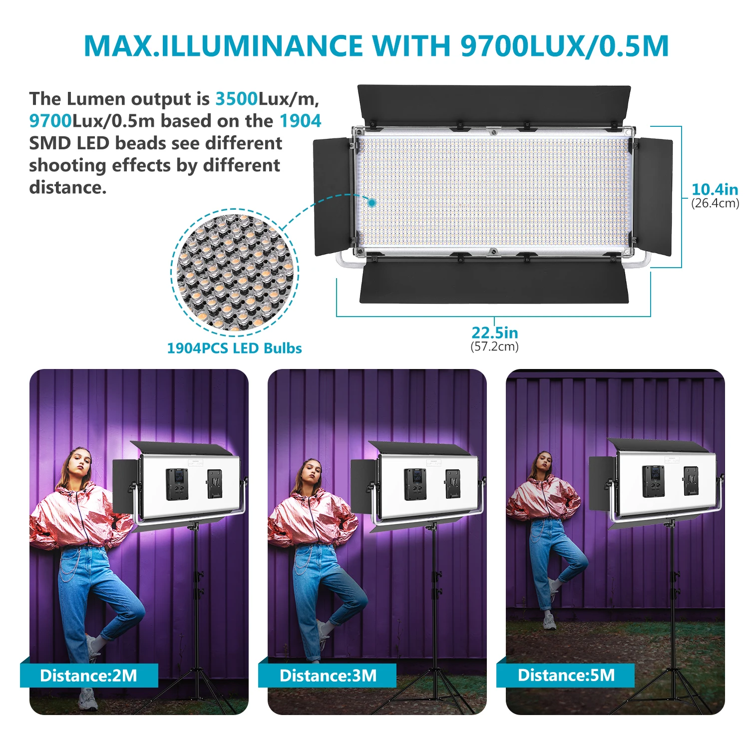 Goede Neewer Geavanceerde 2.4G 1904 Led Video Licht Dimbare Bi-Color Led Panel Met Lcd-scherm Barndoor Draadloze Afstandsbediening Voor Fotografie