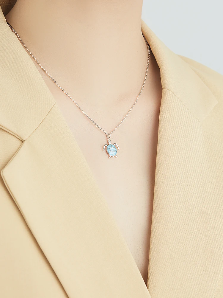 

ZEMIOR Animal Series Zircon Necklace S925 Sterling Silver Pendent Necklace For Women Vivid Tortoise Ocean Style Fine Jewelry
