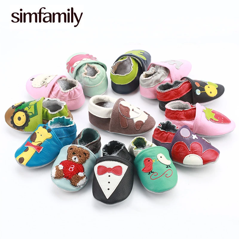 Нескользящая обувь simfamily для малышей из натуральной кожи детей 0-6 6-12 12-18 18-24 лет