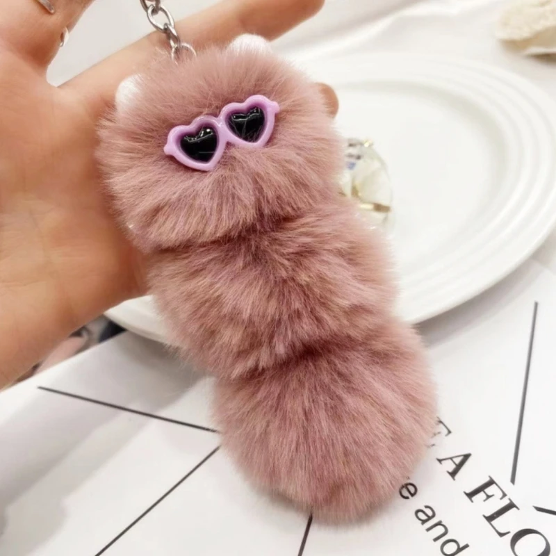 

15cm/6inch Mini Soft Plush Caterpillar Joint Doll for Handbags Decorations for Clothing & Handbag Car Keychain Key Ring