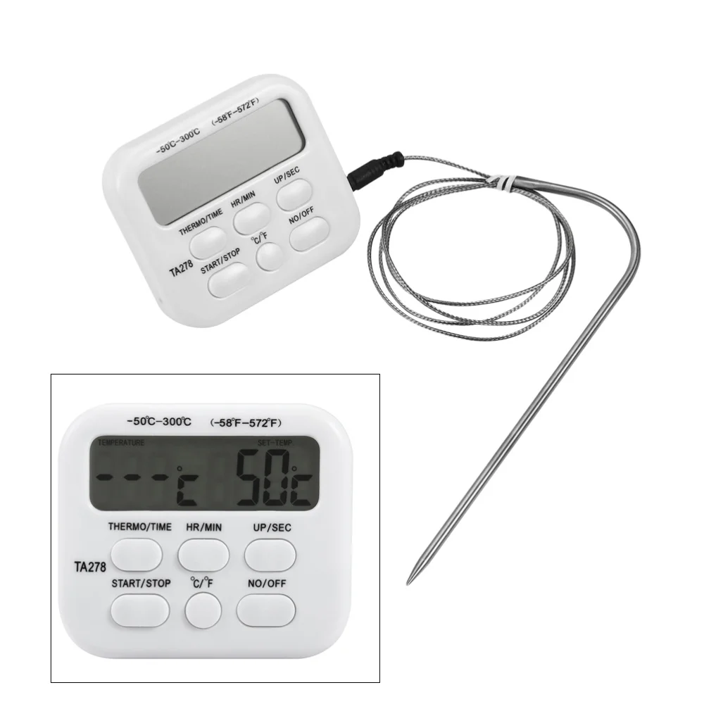 

TA278 Digital Meat Stainless Probe Wireless BBQ DIY Food Cooking Barbecue Temperature Alarm