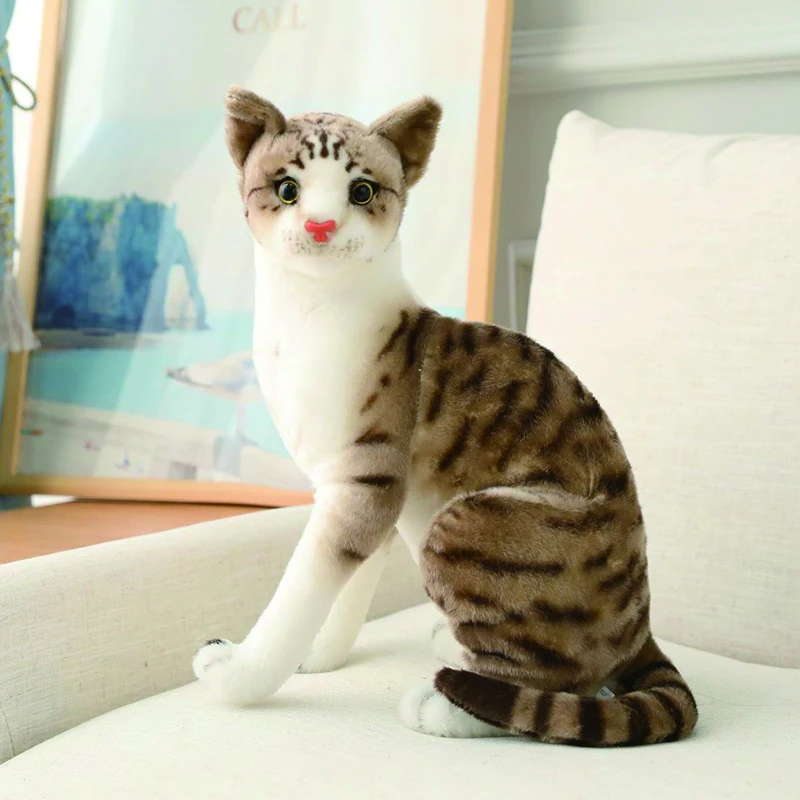 

Lifelike Siamese Cats Stuffed Plush Toy Simulation Cute Cat Doll Toys Desktop Decoration Home Crafts Ornaments Photo Props
