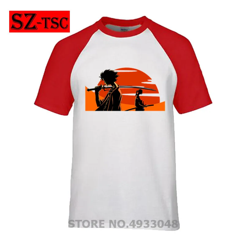Мужская футболка Забавные футболки самурайский шамплоо аниме Муген и Цзинь