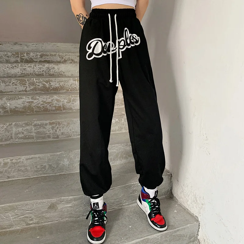 

LALUMAI women's Casual Pants 2021 spring and summer solid color loose fashion letter print Leggings trousers Streetwear
