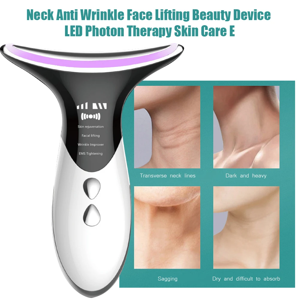 

Neck Anti Wrinkle Face Lifting Beauty Device LED Photon Therapy Skin Care EMS Tighten Massager Reduce Double Chin Removal
