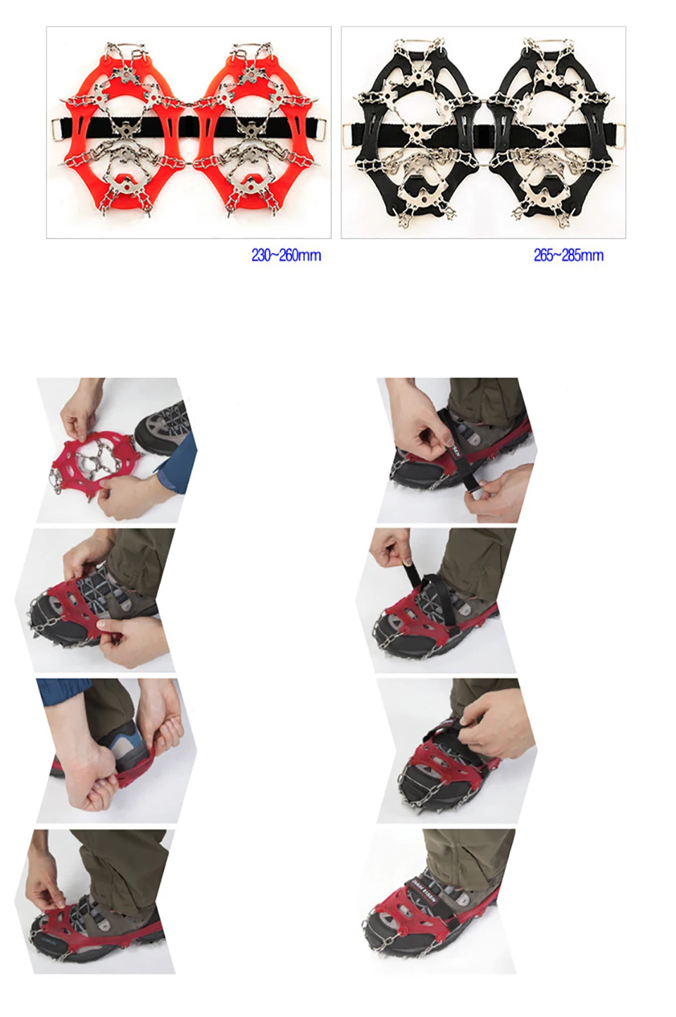 

Outdoor Climbing Antiskid Crampons 18 Teeth Anti-Slip Manganese Steel Ice Gripper Shoe Boot Cleats Chain For Hiking Ice Fishing
