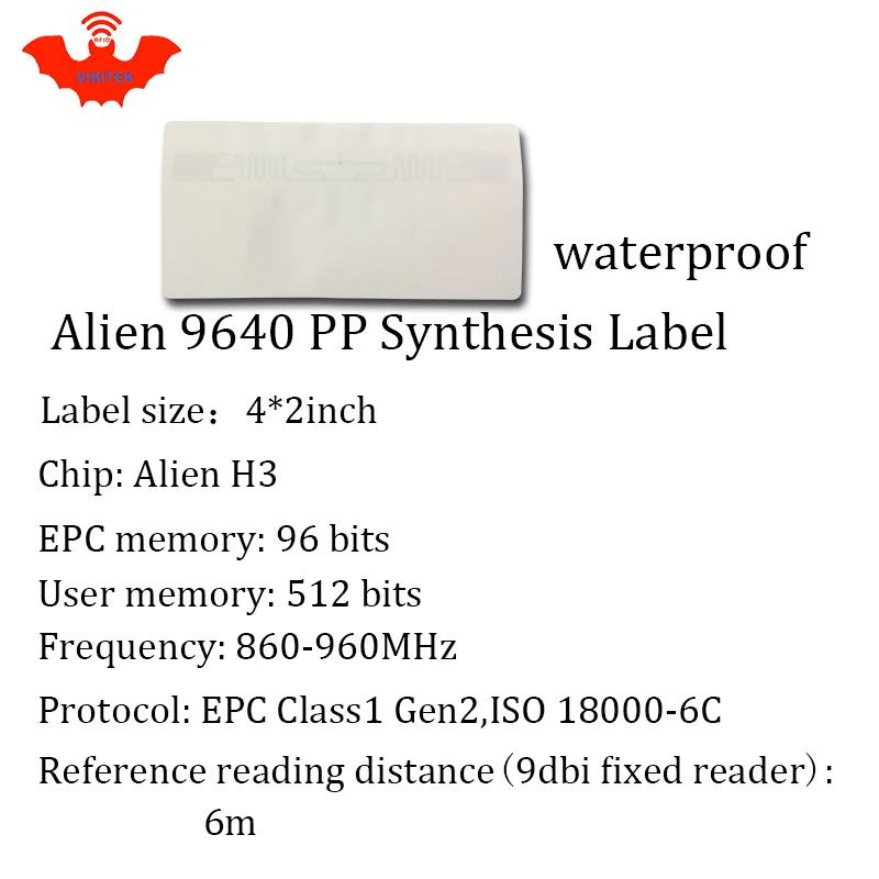 Метка RFID UHF наклейка Alien 9640 EPC 6C PP синтетическая Водонепроницаемая метка 915m868 МГц 500