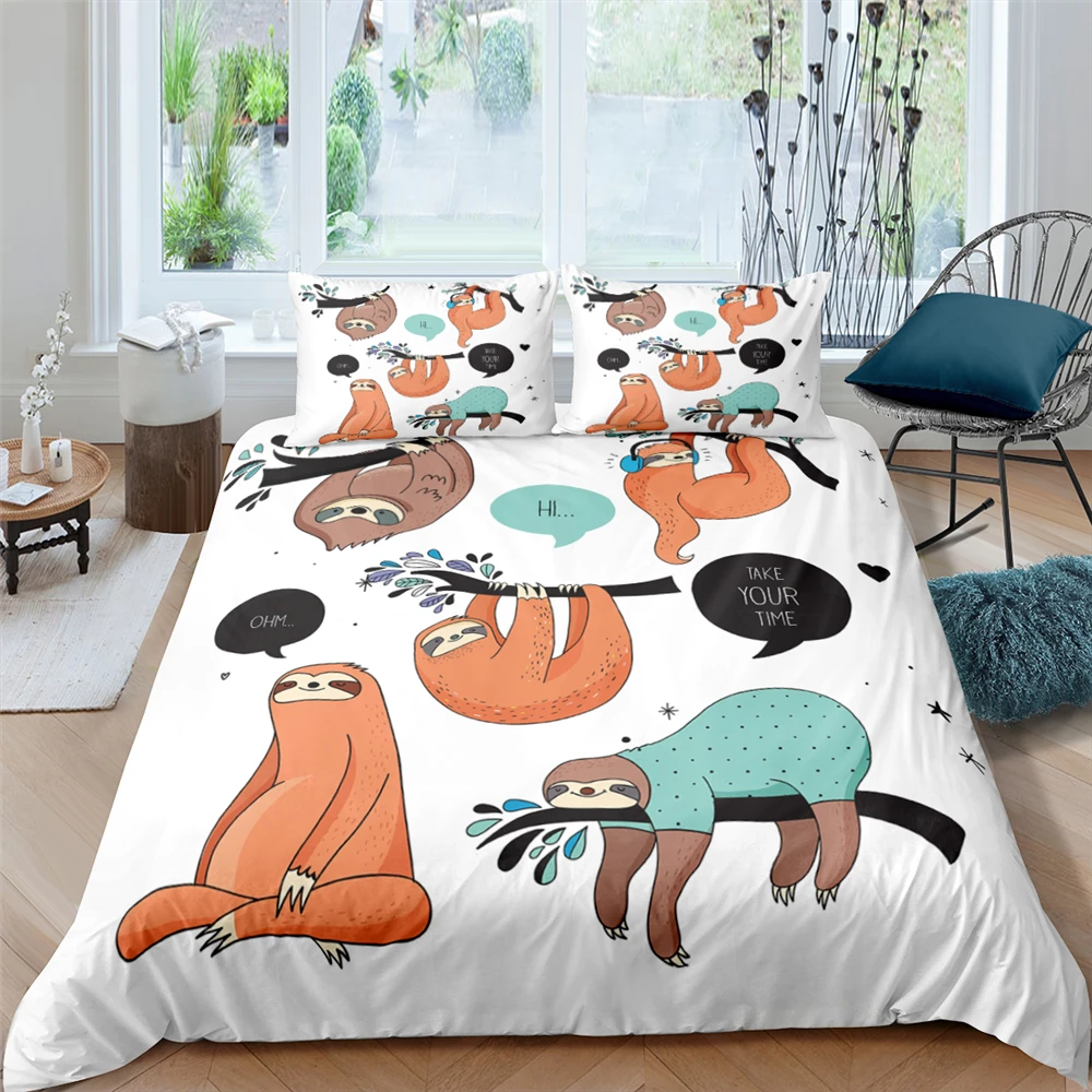

2/3 Pieces Baby Sloth Duvet Cover Set Cute Quilt Cover Comforter Cover 3D Bedding Set 90 Twin Bedroom Home Textiles