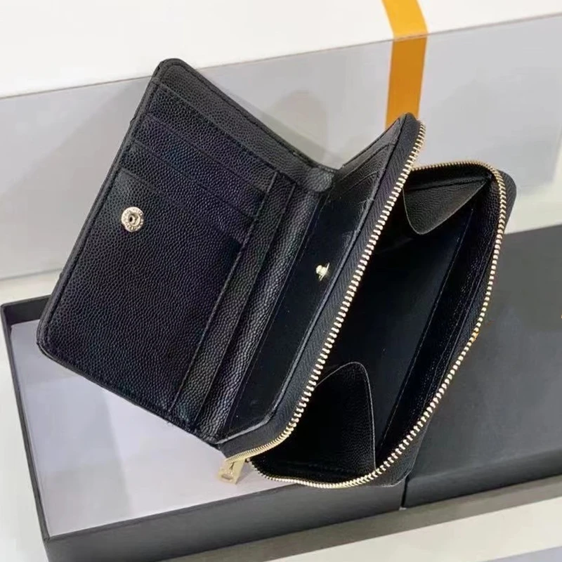 

New Famous Brand Women Purse Thin Purses Carteira Unisex With Card Bag Zipper Mini Credit Card Holder With Box
