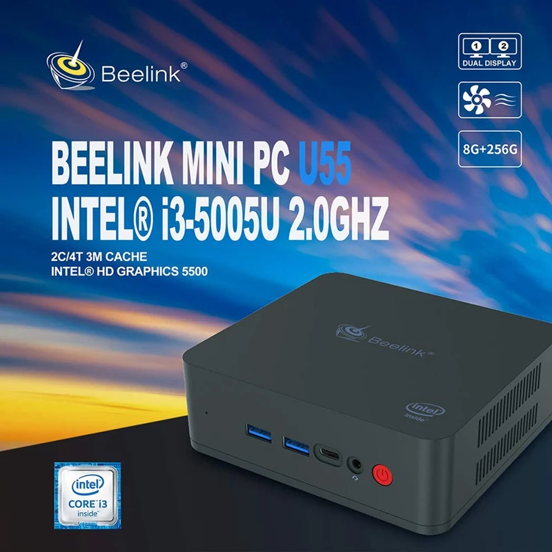 Beelink U55 Мини ПК процессор Intel Core I3 5005U (Intel Hd изображение 5500) Ddr3L 8 Гб Ram/256 ГБ Ssd/Diy Hdd 1000