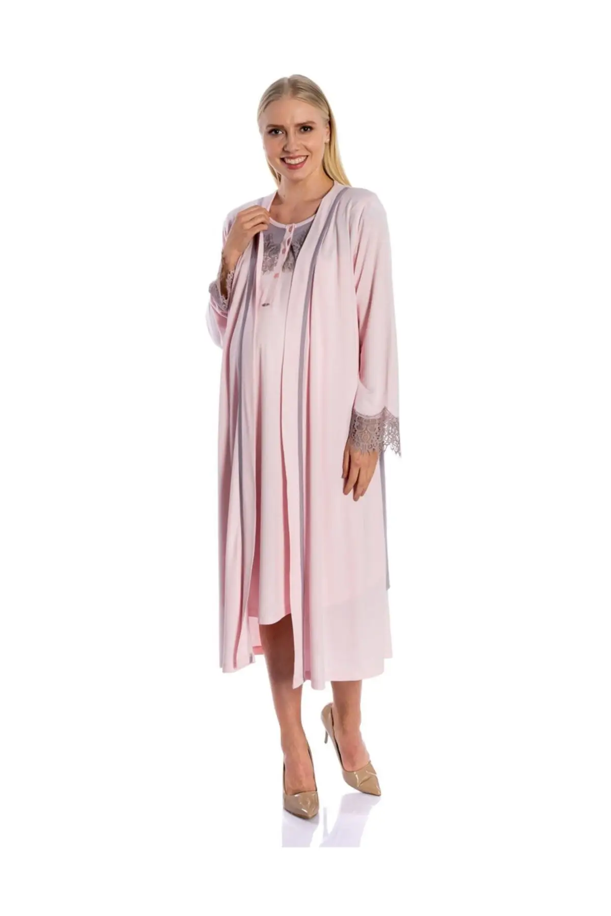 Julia Puerperal Nightgown Dressing Gown Kit Powder Pregnant