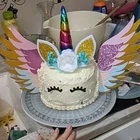 Радужный Единорог Рог крылья торт Топпер декоративные для детей день рождения торт Декор мальчик девочка сувениры вечеринки Baby Shower