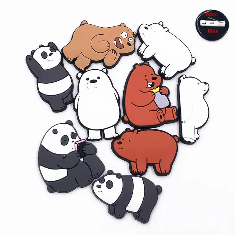 Животное панда значок мультфильм Медведь ПВХ силиконовая брошь мальчик одежда
